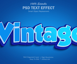 3D Vitange PSD Fully Editable Text Effect. Layer Style PSD Mockup Template