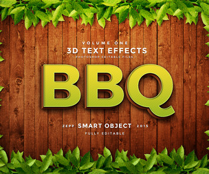 BBQ PSD Fully Editable Text Effect. Layer Style PSD Mockup Template