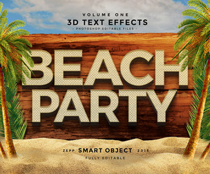 Bech Party PSD Fully Editable Text Effect. Layer Style PSD Mockup Template