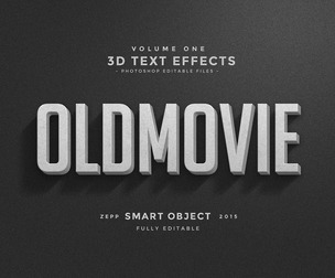 Oldmovie PSD Fully Editable Text Effect. Layer Style PSD Mockup Template