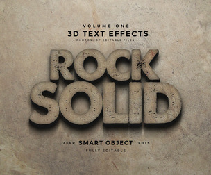 Rock Solid PSD Fully Editable Text Effect. Layer Style PSD Mockup Template
