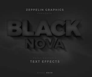 Black Nova PSD Fully Editable Text Effect. Layer Style PSD Mockup Template