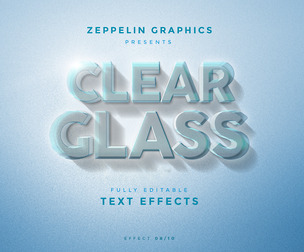 Clear Glass PSD Fully Editable Text Effect. Layer Style PSD Mockup Template