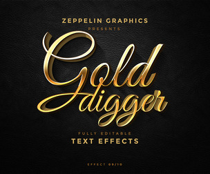 Gold digger PSD Fully Editable Text Effect. Layer Style PSD Mockup Template
