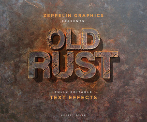 Old Rust PSD Fully Editable Text Effect. Layer Style PSD Mockup Template