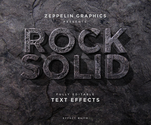 Rock Solid PSD Fully Editable Text Effect. Layer Style PSD Mockup Template