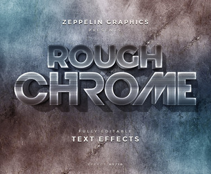 Rouch Chrome PSD Fully Editable Text Effect. Layer Style PSD Mockup Template