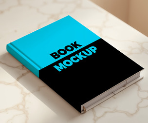 Hardcover Book Mockup PSD Template on Marble Table