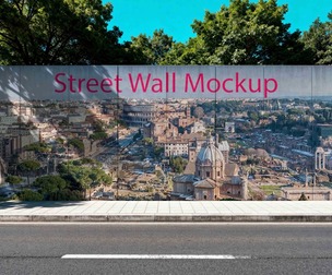 Street Wall Poster Mockup PSD Template – Large Urban Concrete Wall