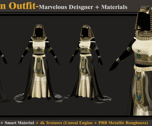 Egyptian Outfit-MD-Clo3d- Smart Material- Textures-OBJ-FBX