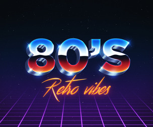 3D 80s Retro Vibes PSD Fully Editable Text Effect. Layer Style PSD Mockup Template
