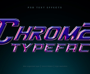 3D Chrome Typerace  PSD Fully Editable Text Effect. Layer Style PSD Mockup Template