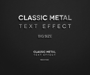 3D Classic Metal  PSD Fully Editable Text Effect. Layer Style PSD Mockup Template