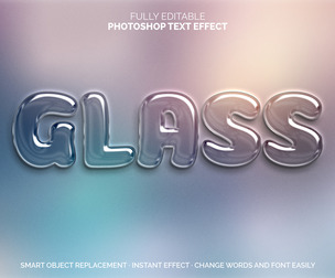 3D Glass PSD Fully Editable Text Effect. Layer Style PSD Mockup Template