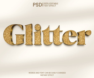 3D Glitter PSD Fully Editable Text Effect. Layer Style PSD Mockup Template