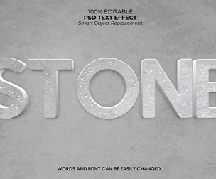 3D Stone PSD Fully Editable Text Effect. Layer Style PSD Mockup Template