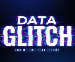 Data Glitch PSD Fully Editable Text Effect. Layer Style PSD Mockup Template