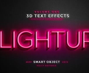Light up PSD Fully Editable Text Effect. Layer Style PSD Mockup Template