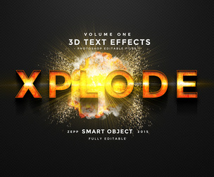 Xplode PSD Fully Editable Text Effect. Layer Style PSD Mockup Template
