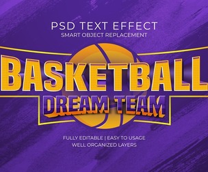 Basketball PSD Fully Editable Text Effect. Layer Style PSD Mockup Template