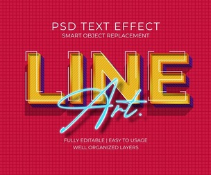 Line Art PSD Fully Editable Text Effect. Layer Style PSD Mockup Template