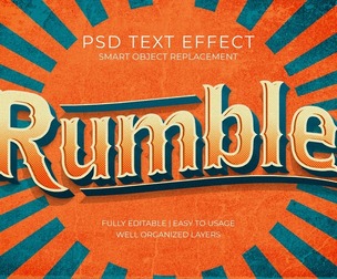 Rumble PSD Fully Editable Text Effect. Layer Style PSD Mockup Template