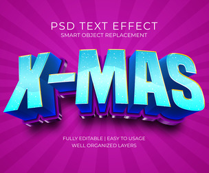 X-mas PSD Fully Editable Text Effect. Layer Style PSD Mockup Template