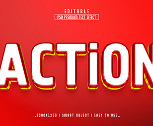 Action PSD Fully Editable Text Effect. Layer Style PSD Mockup Template