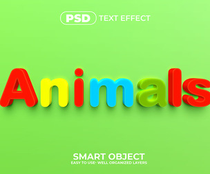 Animals PSD Fully Editable Text Effect. Layer Style PSD Mockup Template