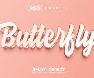 Butterfly PSD Fully Editable Text Effect. Layer Style PSD Mockup Template