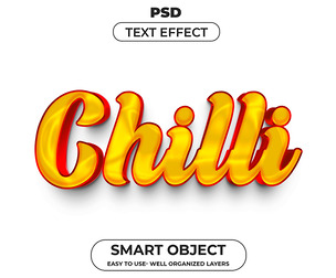 Chilli PSD Fully Editable Text Effect. Layer Style PSD Mockup Template