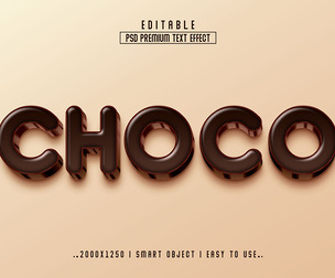 Choco PSD Fully Editable Text Effect. Layer Style PSD Mockup Template