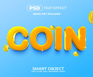 Coin PSD Fully Editable Text Effect. Layer Style PSD Mockup Template