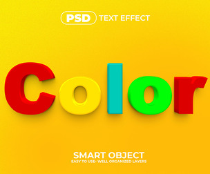 Color PSD Fully Editable Text Effect. Layer Style PSD Mockup Template