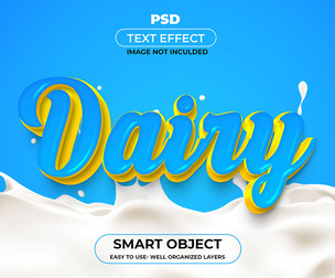 Dairy PSD Fully Editable Text Effect. Layer Style PSD Mockup Template