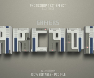 3D Arcade PSD Fully Editable Text Effect. Layer Style PSD Mockup Template