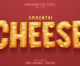 3D Cheese PSD Fully Editable Text Effect. Layer Style PSD Mockup Template