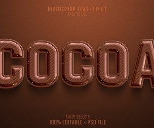 3D Cocoa PSD Fully Editable Text Effect. Layer Style PSD Mockup Template