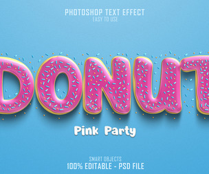 3D Donut PSD Fully Editable Text Effect. Layer Style PSD Mockup Template