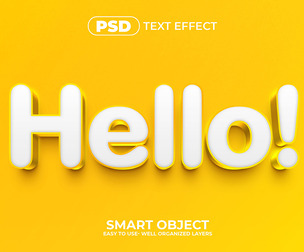 Hello 2 PSD Fully Editable Text Effect. Layer Style PSD Mockup Template