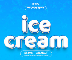Ice Cream PSD Fully Editable Text Effect. Layer Style PSD Mockup Template