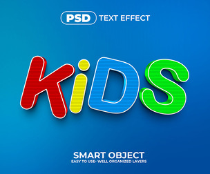 Kids PSD Fully Editable Text Effect. Layer Style PSD Mockup Template