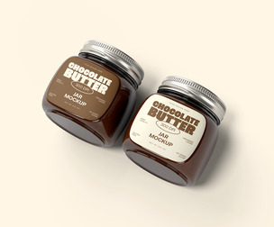 Dual Chocolate Nut Butter Jar Mockup PSD Template