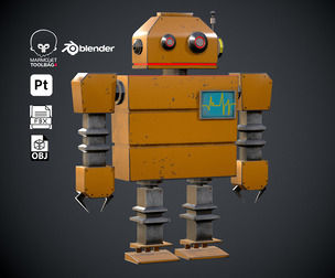 Low Poly Industrial Robot – PBR Textured – Game Ready