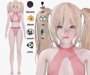 Bikini clothes 0026 - Rig - Unreal - Unity - Blender - Animated - Realistic Female Character