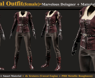 Medieval Outfit-MD-Clo3d- Smart Material- Textures-OBJ-FBX
