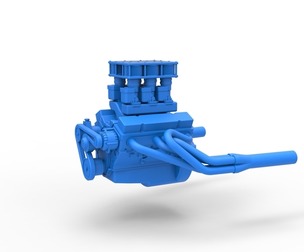 Engine of Vintage Supermodified stock car V3 Scale 1:25