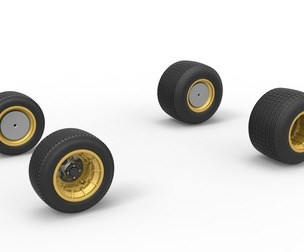 Wheel Set of Vintage Dirt Supermodified stock car 1:25