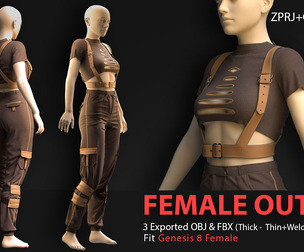 Female Outfit No01-MD-Clo3D-OBJ-FBX-Blender file