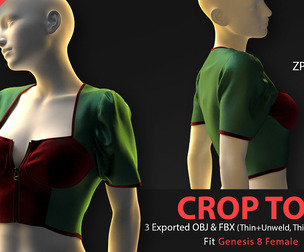 FREE FEMALE CROP TOP No.01. CLO3D, MD PROJECTS+OBJ+FBX